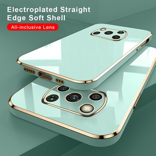 Plating Straight Frame Silicone Case For Xiaomi Poco X3 NFC M3 Pro Pocox3 Pocom3 X M 3 Camera Protection Cover Fundas