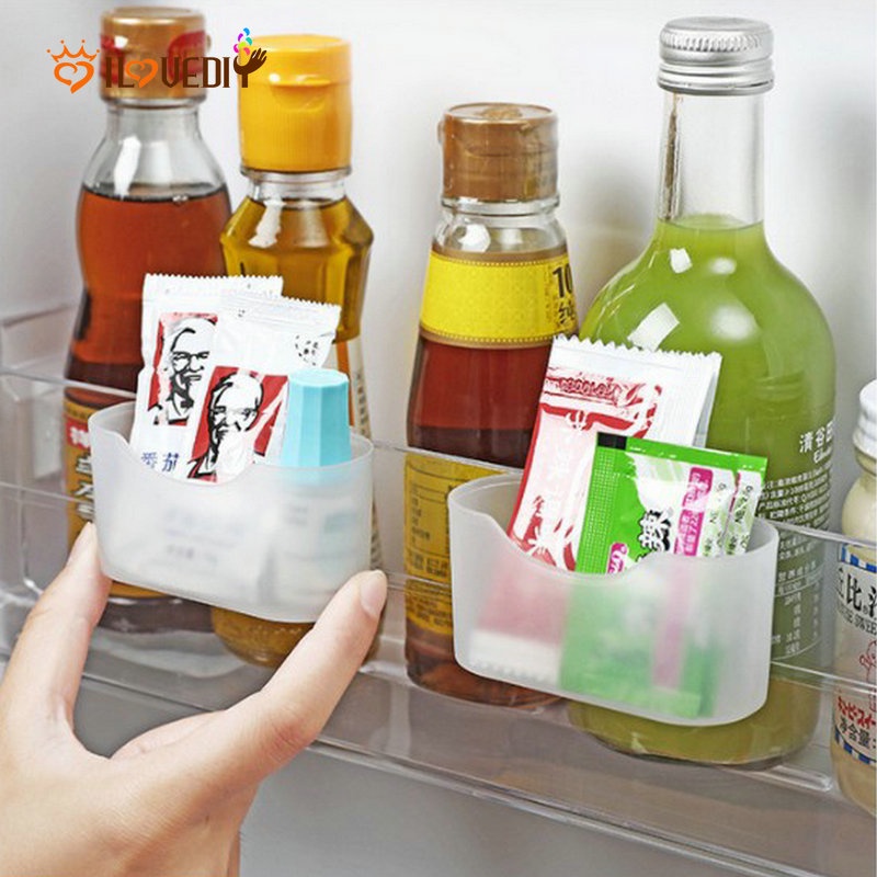 กล่องเก็บของในตู้เย็น 2 ชิ้น / กล่องเก็บอาหาร แบบแขวนตู้เย็น / ภาชนะโปร่งแสงในครัว / ชั้นเก็บของลิ้นชัก ขนาดเล็ก