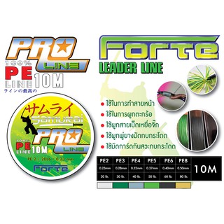 [Forte] PROLINE PRO สายพีอียาว10เมตร เป็นสายถัก8 เหมาะกับให้ทำสายผูกตัวเบ็ด เหนียว ไม่เป็นขุยง่าย