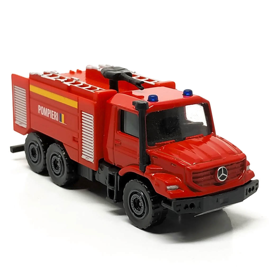 Majorette - Mercedes Benz Zetros - Pompieri Romania Fire Truck - Red Color / scale 1/87 (3 inches) no Package