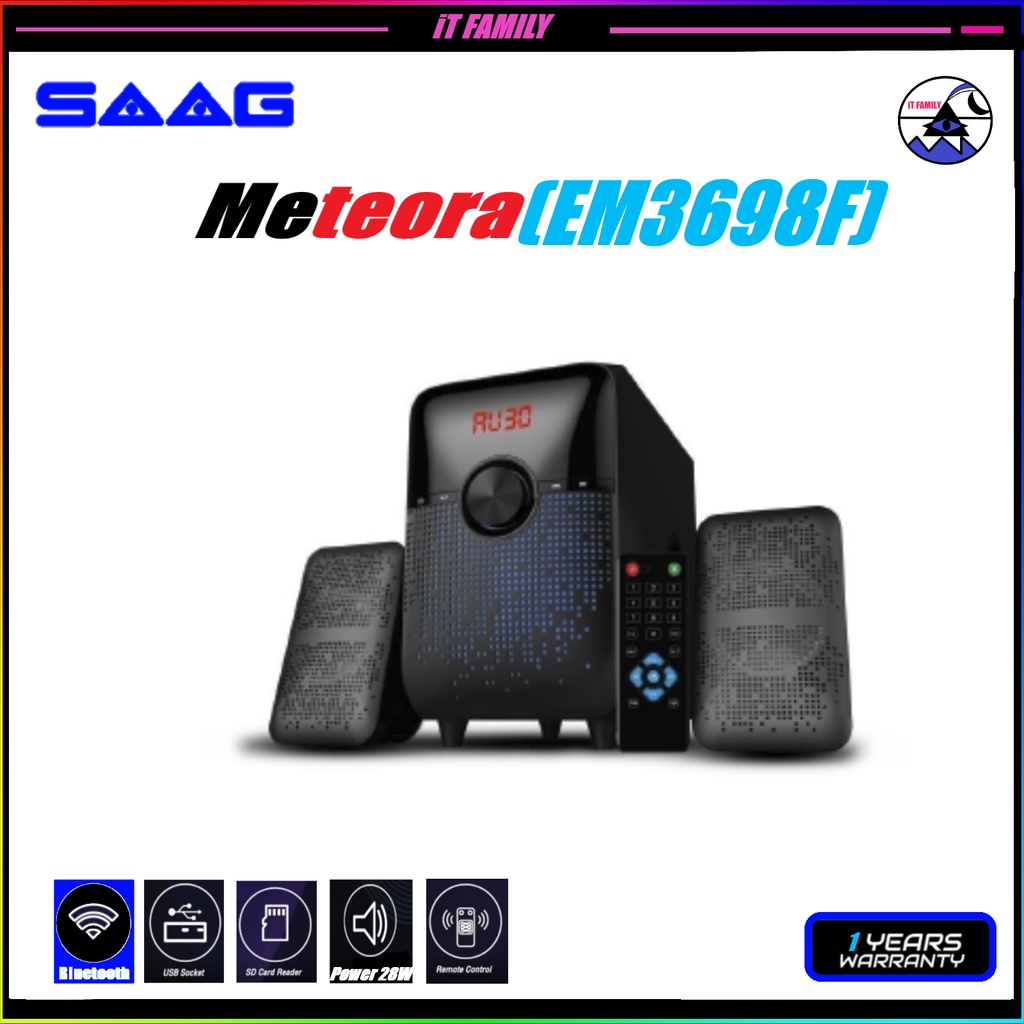 ลำโพง SAAG Meteora(EM3698F) 2.1 ลำโพงคอมพิวเตอร์ Bluetooth USB SD CARD