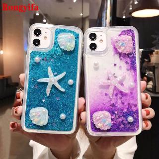 Samsung Galaxy A21 A9 A8 A8+ Plus A7 A5 2018 A20e Phone Case Mermaid Quicksand Liquid Pearl Shell Glitter Bling TPU Case Cover