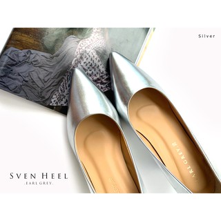 EARL GREY รองเท้าหนังแกะแท้ หนังนิ่ม พื้นนุ่ม รุ่น Sven Heel in Metallic Silver