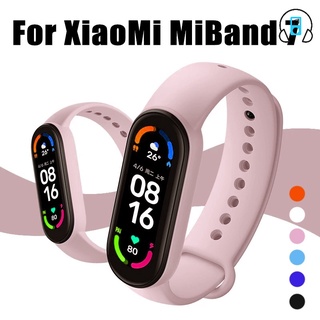 สายนาฬิกาข้อมือซิลิโคน สีสันสดใส สําหรับ Xiami Mi Band 7 / สายรัดข้อมือกีฬา เปลี่ยนสีพื้น สําหรับ Xiaomi Band