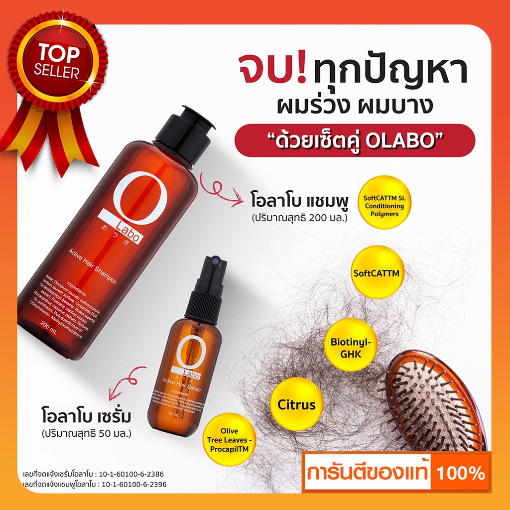 เซตคู่ OLABO Shampoo โอลาโบะ แชมพู 200 ml x 1 ขวด + OLABO Serum โอลาโบะ เซรั่ม 50 ml x 1 ขวด