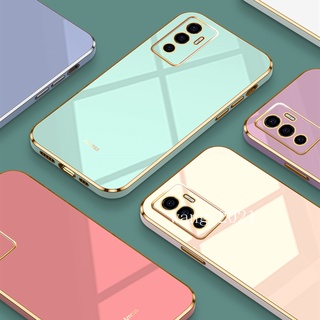 Ready Stock 2021 New Casing Vivo V23e 5G เคส Phone Case Electroplating Straight Edge Protective Case Silicone Soft Back Cover Vivo V23e เคสโทรศัพท