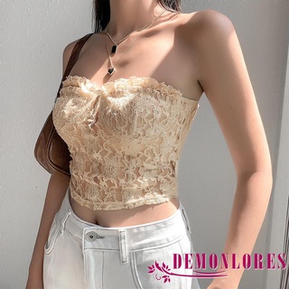 DEMQ-Women Summer Solid Color Strapless See-Through Sleeveless Base Camisole