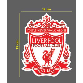 สติกเกอร์ แบบตัด ไดคัท สองสี LIVERPOOL FOOTBALL CLUB โลโก้ สีแดง รอง พื้น ขาว เนื้อ PVC กันน้ำ ทนแดด แต่ง รถ มอเตอร์ไซค์