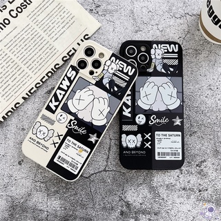 Fashion Tide brand KAWS bear Case for OPPO A16K A16 A15 A15s Reno 5 6 7 Pro 6Z 5F 4F A95 A94 A93 A74 A54 A92 A52 A53 A5 A9 2020 A5s A12 Casing Cute Cartoon Sesame Street Anime Liquid Silicone Side Painting Lens Protector Soft Phone Cover