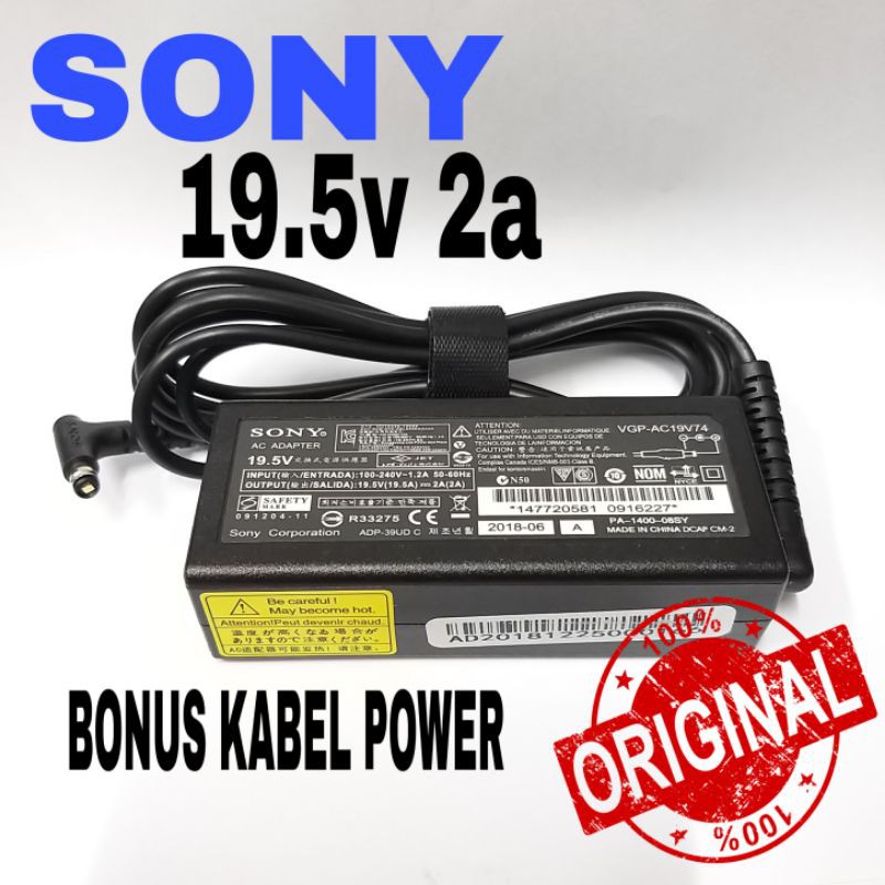 SONY-อะแดปเตอร์ชาร์จเดิม SONY 19.5V 2A VAIO Fit 13A VAIO Tap 11 VGP-AC19V74