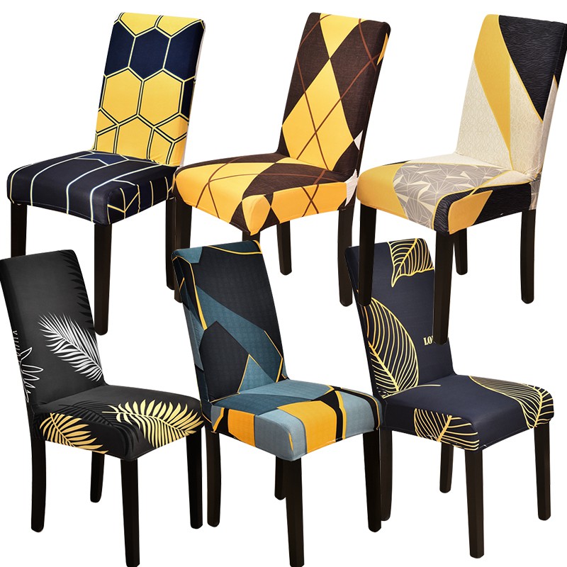 [มีจําหน่าย]10++Designs Chair Cover Stretchable Elastic Dinning Chair Cover Yellow & Black Universal
