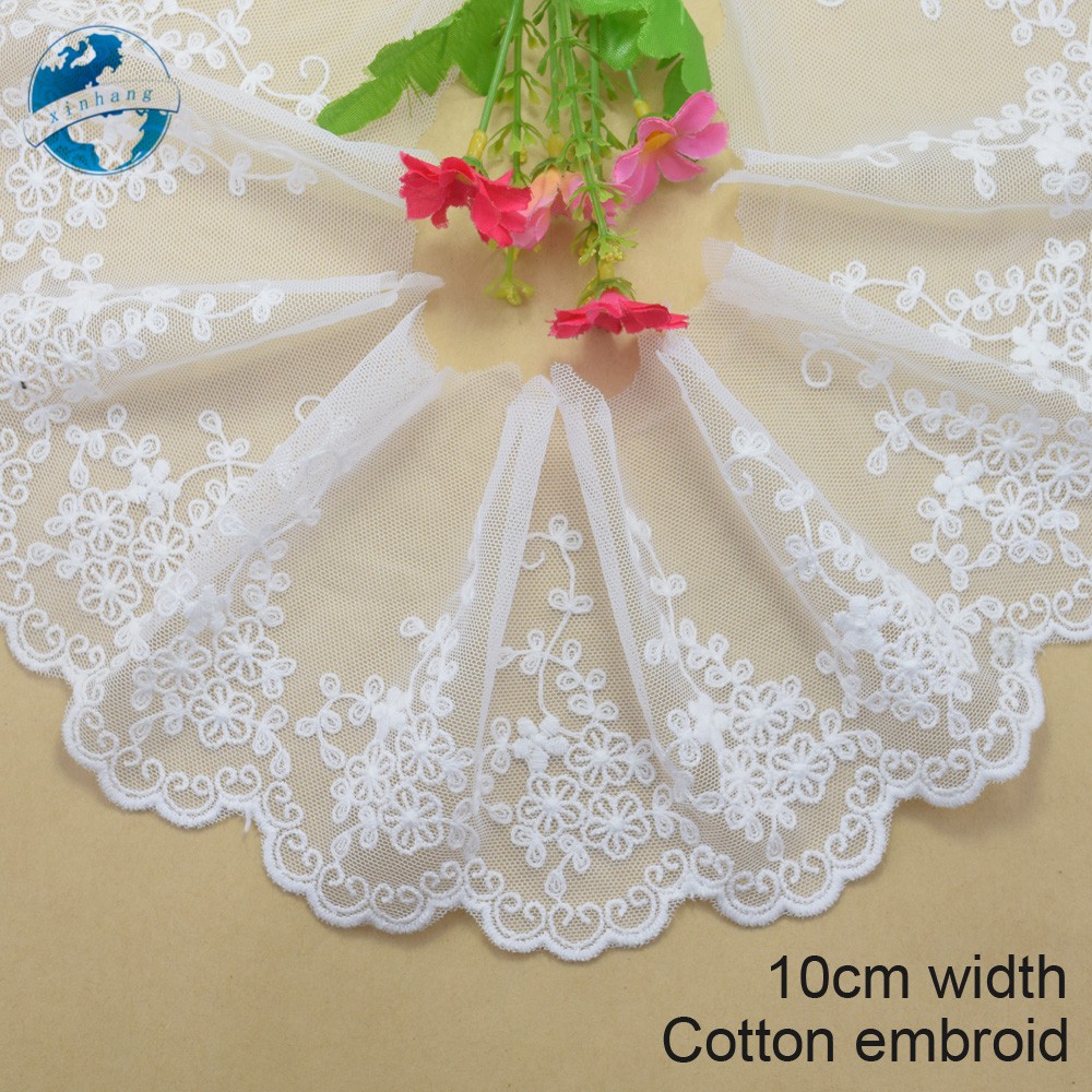 ผ้าฝ้ายพร้อมขอบลูกไม้และguipureสำหรับdiy trimsและgarment อุปกรณ์เสริม