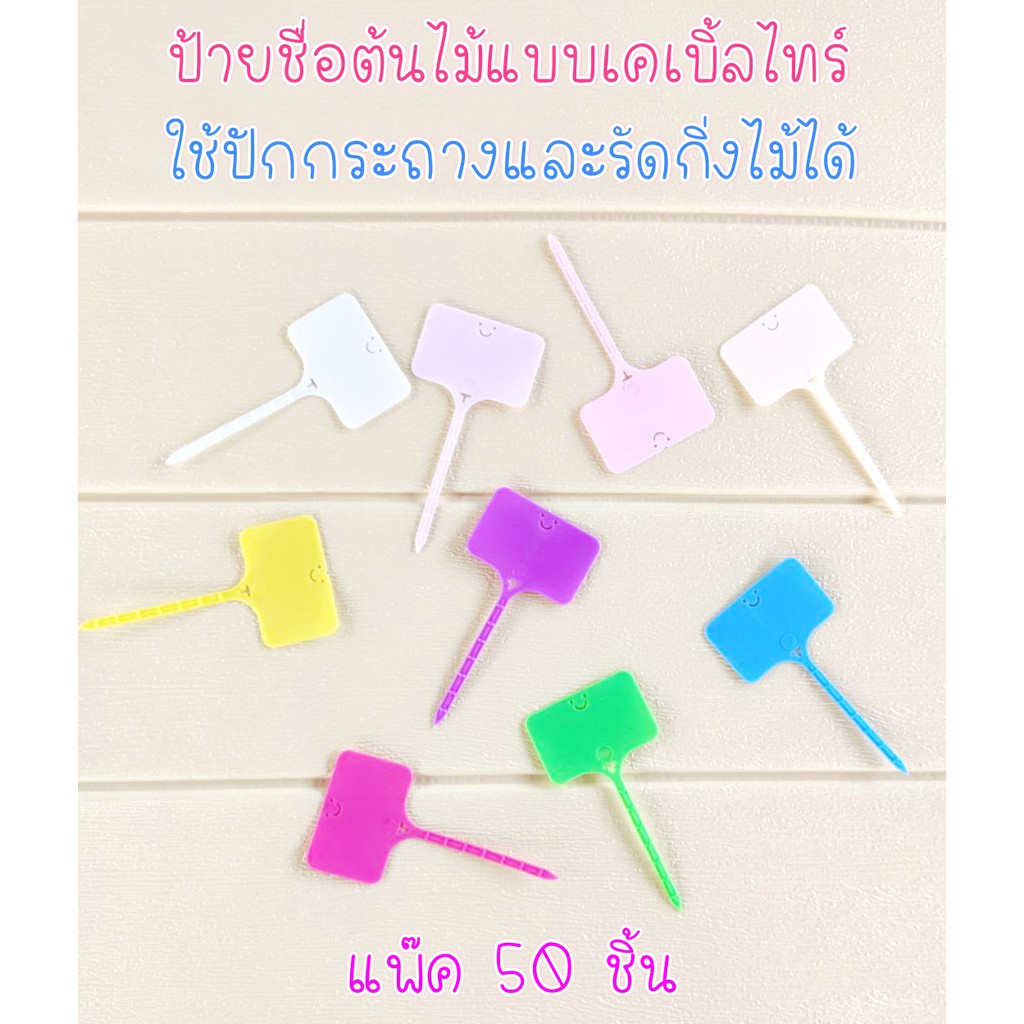ป้ายต้นไม้ แคคตัส ชนิดเคเบิ้ลไทร์ แพ๊ค 50 ชิ้น