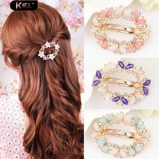 ‴s แฟชั่น Rhinestone ผีเสื้อใบ Hair Clip จิ๊กซอว์เครื่องประดับ Barrette