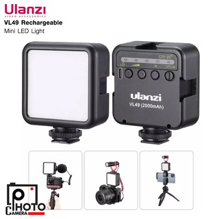 ULANZI VL49 สีดำ Mini LED Video Light ไฟ LED มาพร้อมแบตเตอรี่ในตัว ขนาด 2000mAh ขนาดพกพา