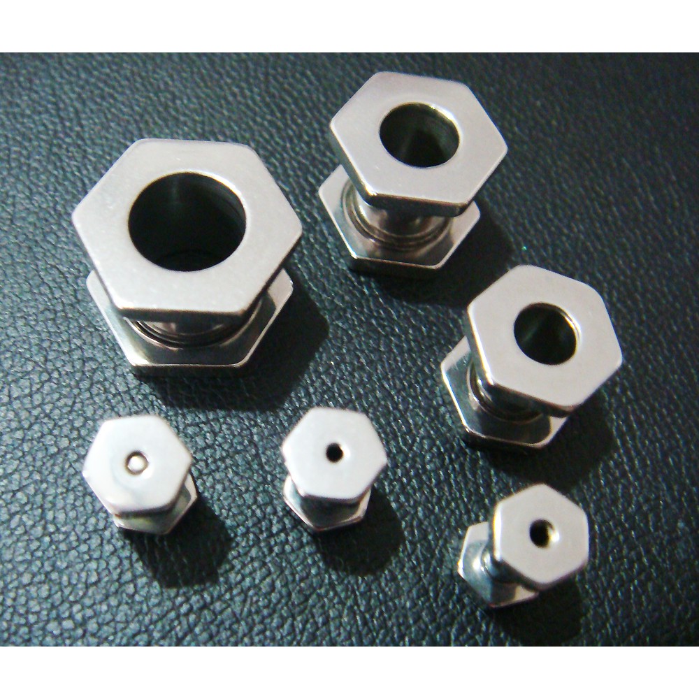 1.2 mm.-10 mm. จิวหู ตาไก่ สแตนเลสแท้ Stainless 316L สีเงิน ต่างหูชาย จิวขยายหู ระเบิดหู จิวตาไก่ จิ