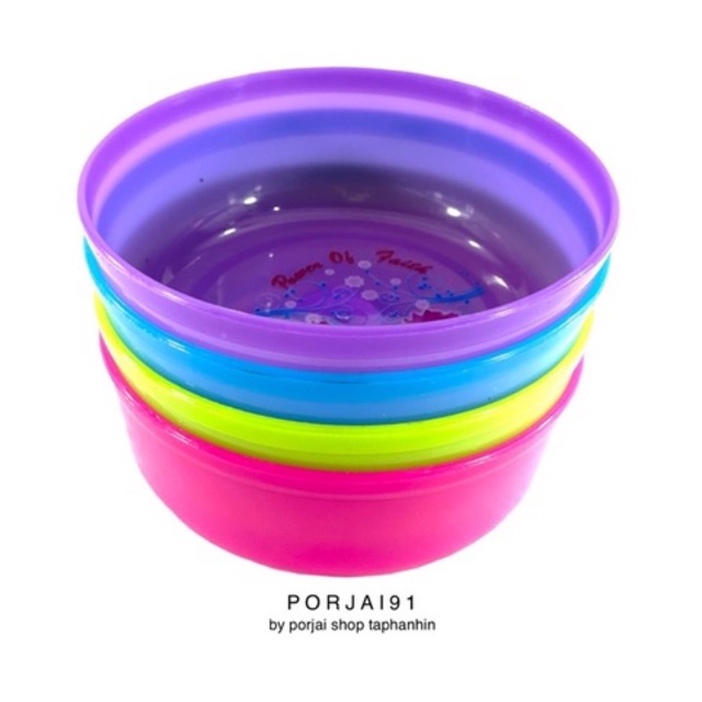 ขันพลาสติก ขันน้ำ 18 cm.A สีหวาน มีลาย