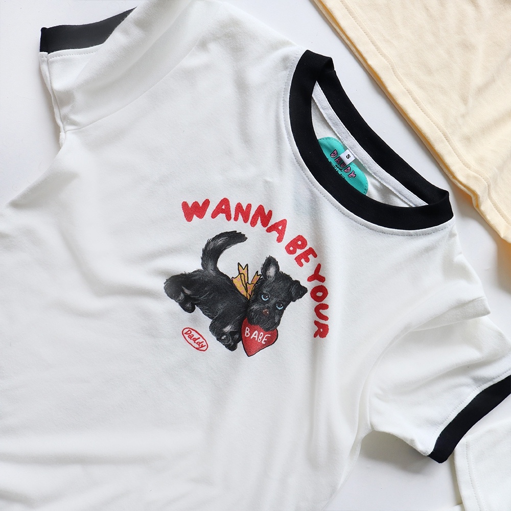 DADDY | Wanna Be T-Shirt เสื้อยืดแขนสั้น ลายน้องหมากับหัวใจสุดน่ารัก สีขาว ราคา ถูกที่สุด ดีลบีเคเค แกลเลอรีภาพที่ 5