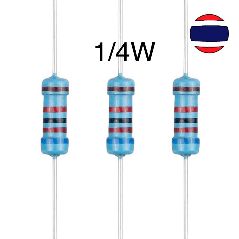 10pcs ตัวต้านทาน 1/4W 0.25 w 1% Metal film resistor 18R - 910R ohm resistance