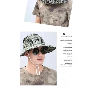 หมวกกันแดด ลายพราง เหมาะกับใส่ตกปลากลางแจ้ง แฟชั่นฤดูร้อน สําหรับผู้ชาย