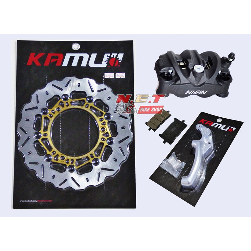 ชุดจานหน้า AEROX KAMUI 267 มิล + ปั้มเบรค NISSIN 4pot พร้อมผ้าเบรค + ขาจับปั้ม