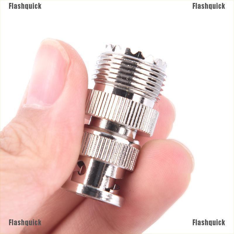 อะแดปเตอร์เชื่อมต่อ F lashquick BNC Male Plug to SO239 UHF PL-259 Jack RF Female Coaxial #8