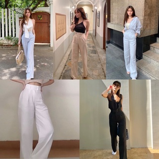 2ndcalin trousers กางเกงผ้าลินินเอวสูง