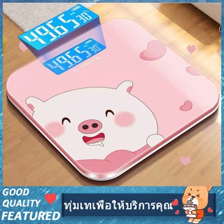 Pink pig weighting scale เครื่องชั่งน้ําหนักอิเล็กทรอนิกส์รูปแบบหมูน่ารักปลอดภัย toughened หน้าจอกระจกใช้งานง่าย