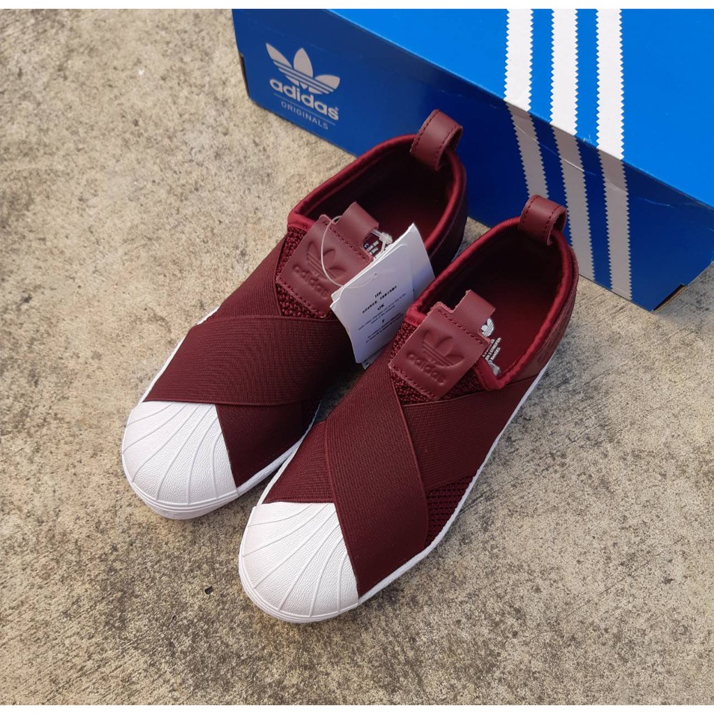 adidas superstar slip on maroon