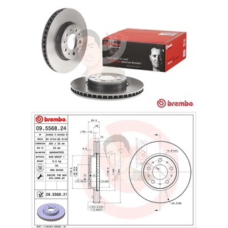 09 5568 21 จานเบรค ล้อ F (ยี่ห้อ BREMBO) รุ่น UV VOLVO 850 960II S70 V70 V90 ปี1991-&gt;