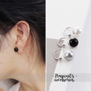 🇹🇭 พร้อมส่ง : เอียร์คลิปสไตล์เกาหลีลายไข่มุกก้านเงิน | Pearl Korean Style Ear Clip.