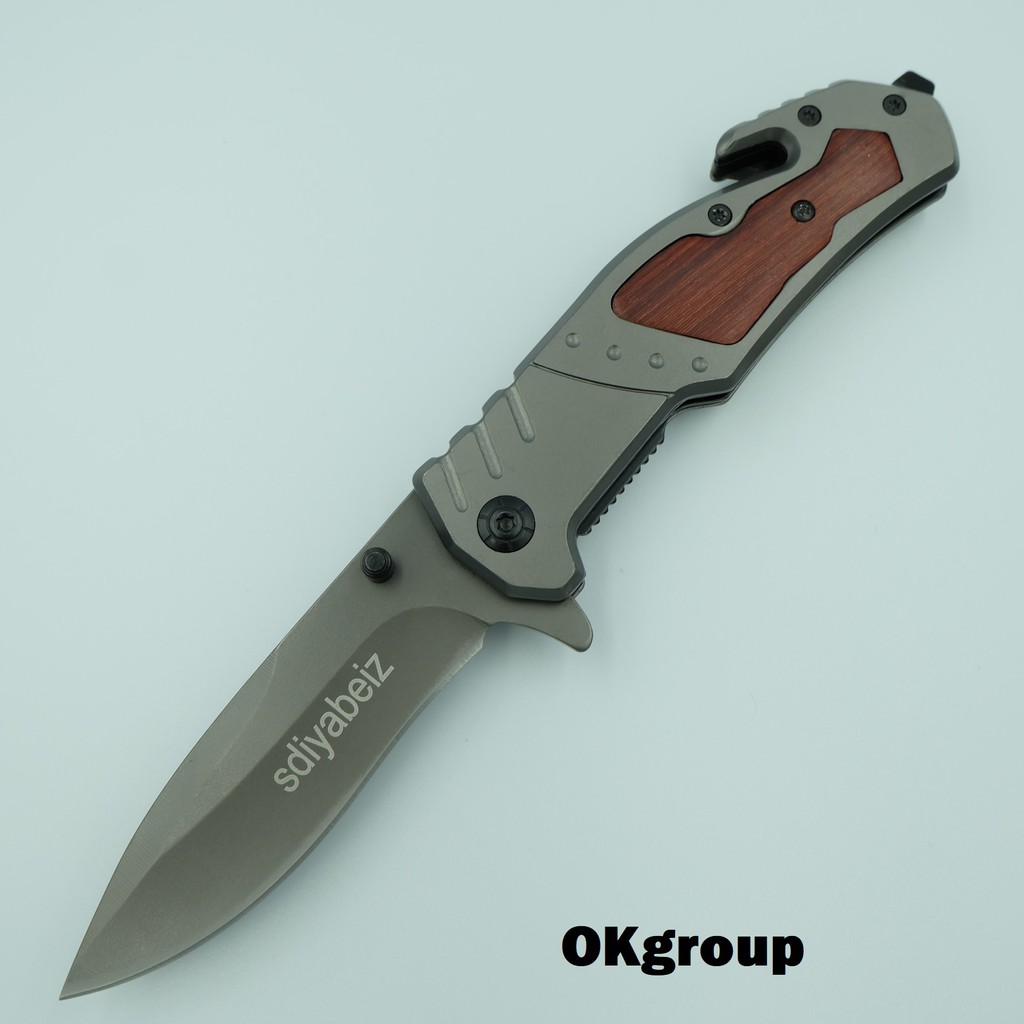 OKgroup SD005-NC_Folding knife brand SDIYABEIZ มีดพับ มีดพกพา มีดเดินป่า ยาว8.1นิ้ว พร้อมที่ทุบกระจกและที่ตัดsafety belt