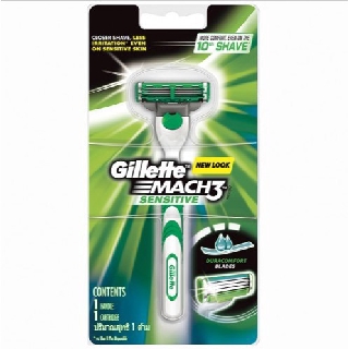 Gillette Mach 3 Sensitive ยิลเลตต์ มัค ทรี เซนซิทีฟ ใบมีดโกนพร้อมด้าม