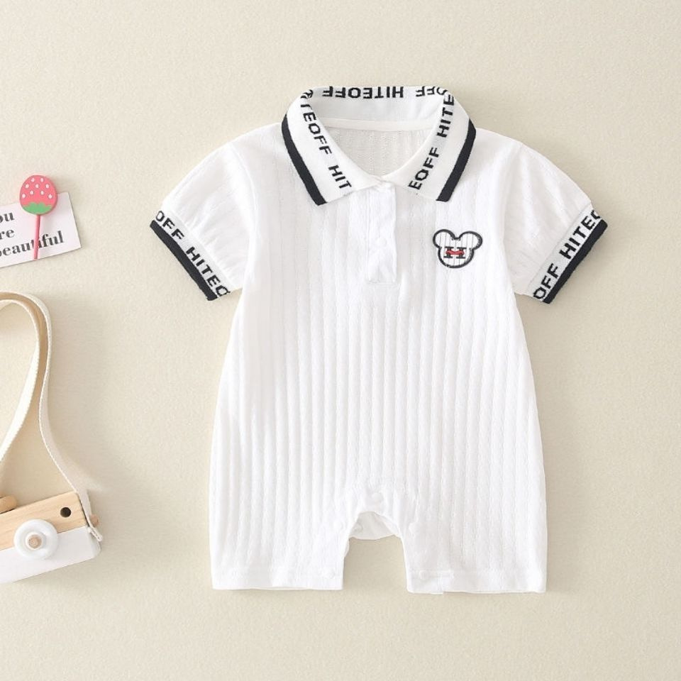 ชุดจั้มสูท บอดี้สูท รอมเปอร์ แขนสั้น พิมพ์ลายการ์ตูน สไตล์เกาหลี สําหรับเด็ก