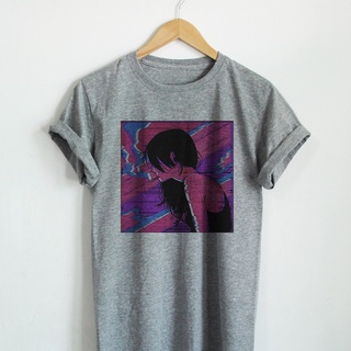 เสื้อยืดสกรีนลาย การ์ตูน อนิเมะ อารมณ์เศร้าๆ