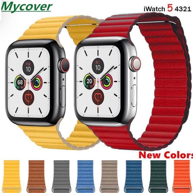 สายนาฬิกาข้อมือ วัสดุหนัง สําหรับ apple watch  40 มม. 38 มม.สีแดง