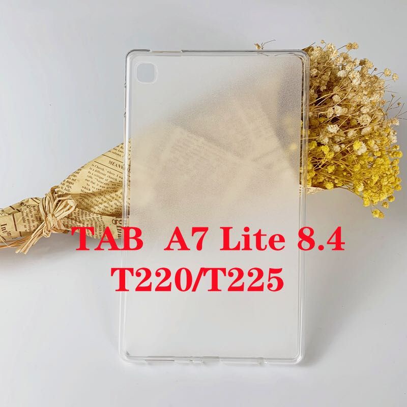 Samsung galaxy tab A7 lite (t220 t222 t225) เคสยืดหยุ่นสีดํานุ่มปกป้องด้านหลังเครื่อง