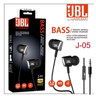 ชุดหูฟัง JBL J-05 PURE BASS SOUND นําเข้าพรีเมี่ยม HF + ไมโครโฟน