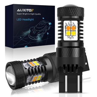 Auxito หลอดไฟเลี้ยว LED 1157 P21 5W 7443 W21 5W T20 สีขาว และสีเหลืองอําพัน สําหรับรถยนต์ DRL 2 ชิ้น