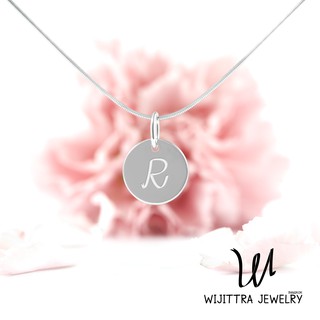 จี้เงิน R Tag |  Wijittra Jewelry | จี้เงินแท้ ตัวอักษร R สร้อยเงินแท้ จี้ 925 ชุบทองคำขาว 18"