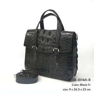 Prang Crocodile Leather Top Handle Bag Handbag กระเป๋าถือสตรี กระเป๋าผู้หญิง หนังจระเข้ C-LB-0114H-R