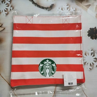 กระเป๋า Starbucks GIFT BAG XMAS 2021 ลาย Red Stripe ของแท้ 💯% ถุงผ้าสตาร์บัคส์