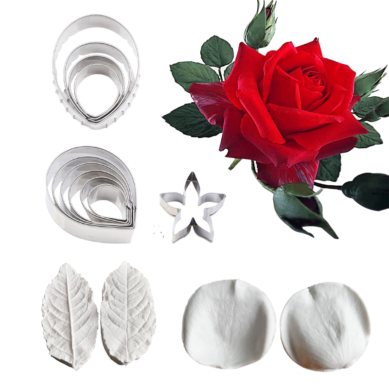 Rose Veiner แม่พิมพ์ซิลิโคนดอกไม้เครื่องมือตกแต่งเค้กช็อกโกแลต Gumpaste แม่พิมพ์ช็อคโกแลต