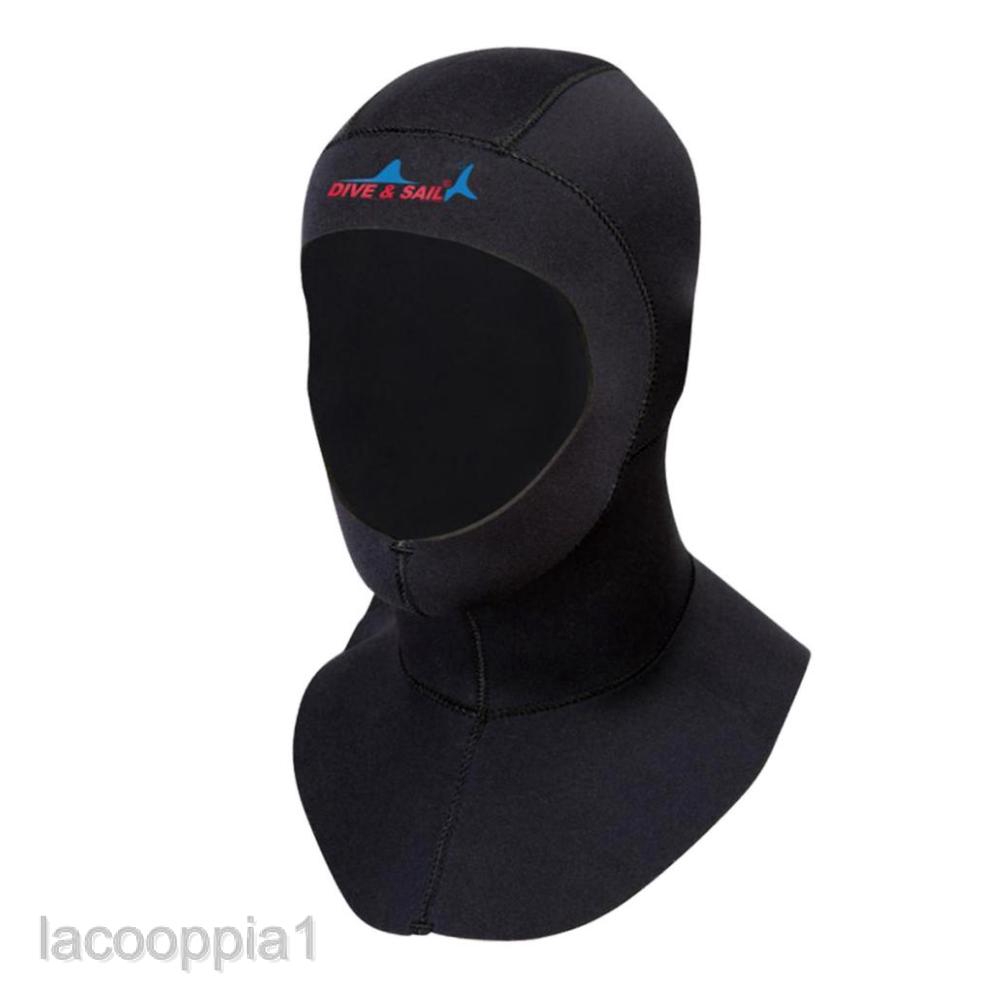 3mm Neoprene Wetsuit Hood Scuba Diving Hood Bib Dive Cap หมวกสีดํา