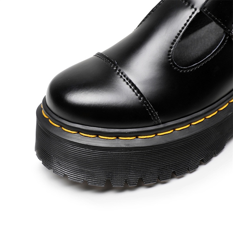 ดร. Martens รองเท้าผู้หญิง T ประเภทยางหนา Toe ความหนา 3.5 ซม.ส้นหนา 4.5 ซม.รองเท้าหนังไมโครไฟเบอร์ขนาด 35- 42