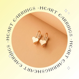 Heart Decor Earrings ต่างหูหัวใจสีทอง