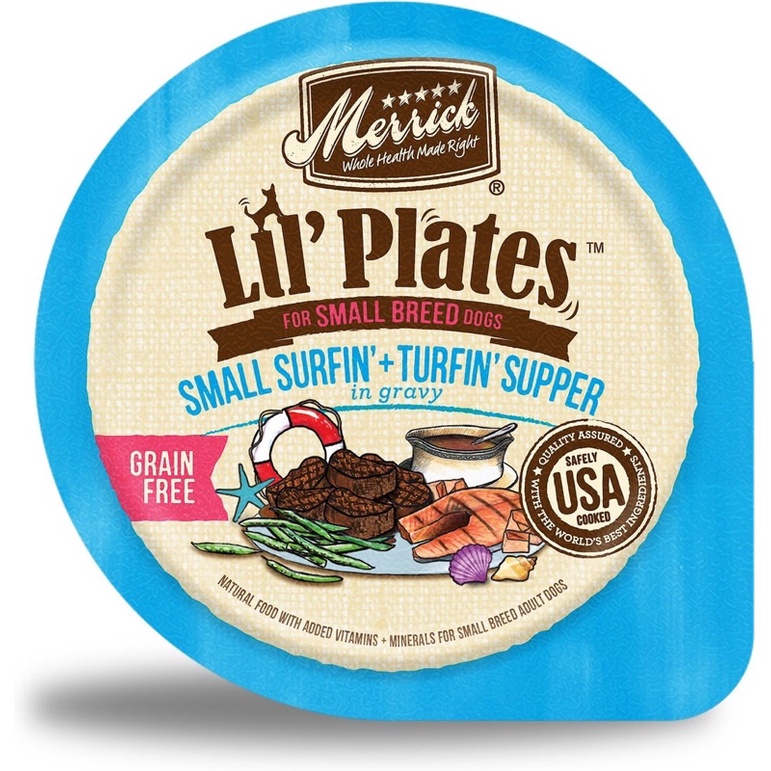 อาหารเปียกสุนัข Merrick Lil’ Plates สูตร Small Surfin’ + Turfin’ Supper ขนาด 99 กรัม