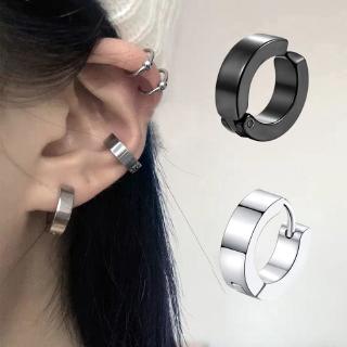 Titanium Steel Stud Earrings Hip Hop Circle Ear Bone Clip Earrings