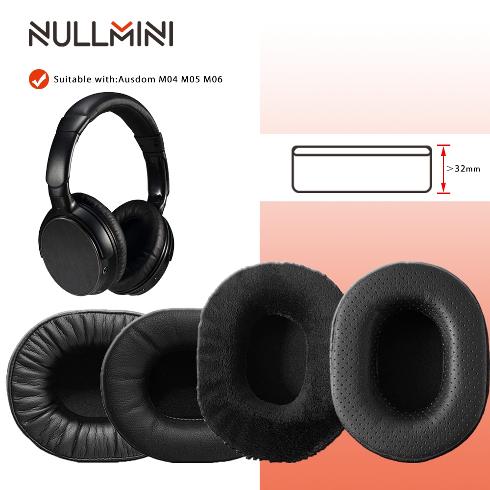 NullMini เปลี่ยนแผ่นรองหูฟังสําหรับ Ausdom M04 M05 M06 หูฟังหนังหูฟัง Earmuff