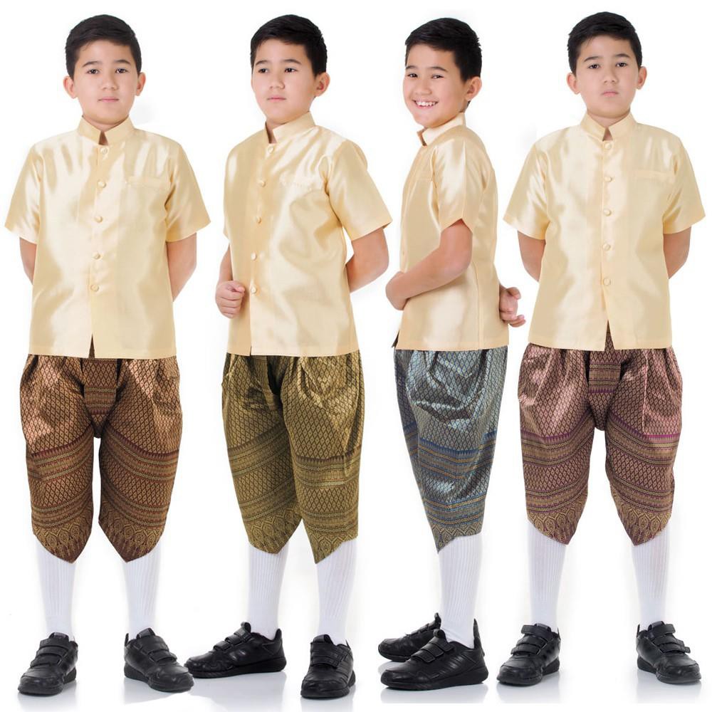 🋙🂻🈚ชุดไทยเด็ก ชุดพี่หมื่นเด็ก ชุดไทยประยุกต์ ชุดไทยเด็กชาย ชุดลอยกระทง ชุดผ้าไหมเด็ก